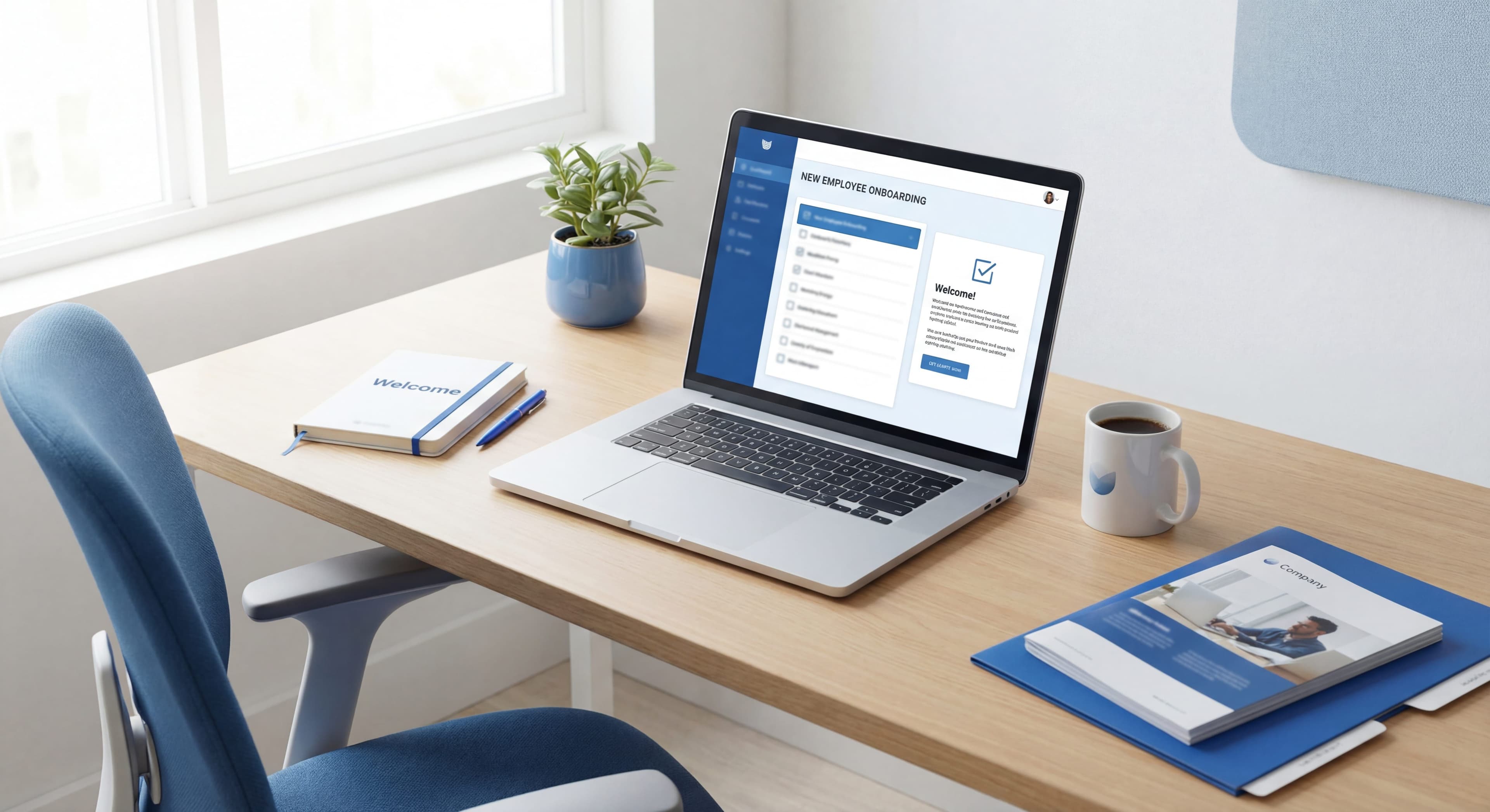 New employee onboarding checklist on tablet with task management and progress tracking interface