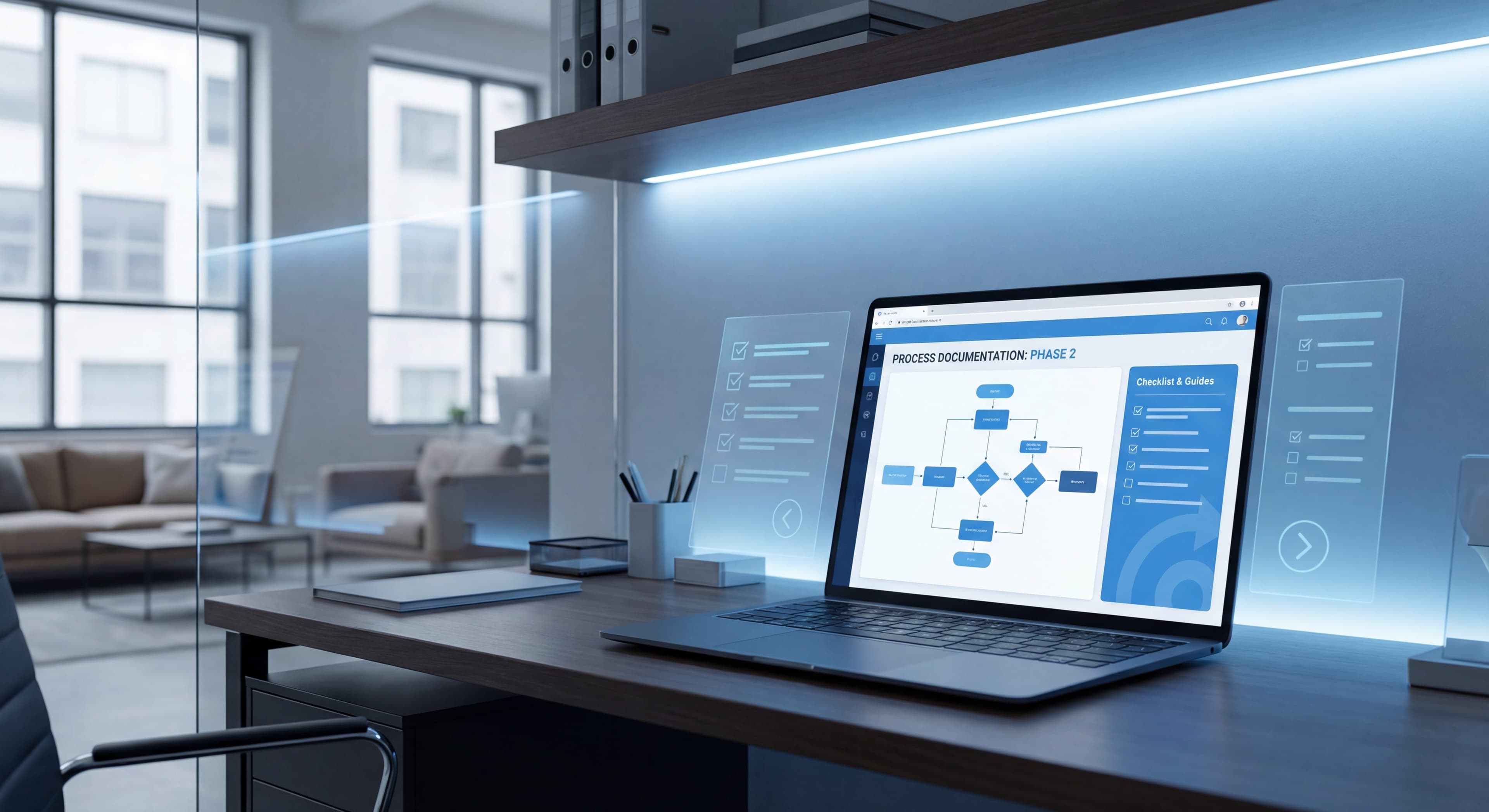 Process documentation guide with flowcharts and organized business workflows